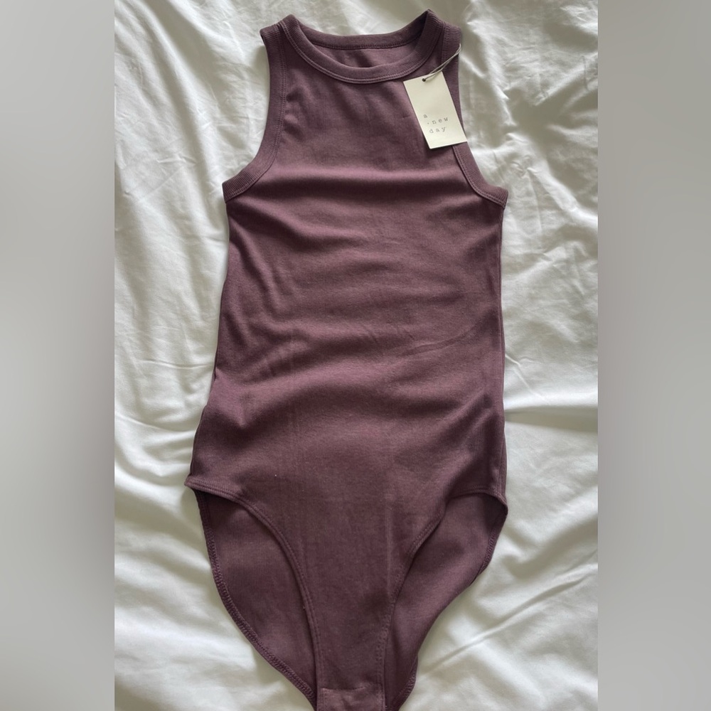 Purple ribbed bodysuit